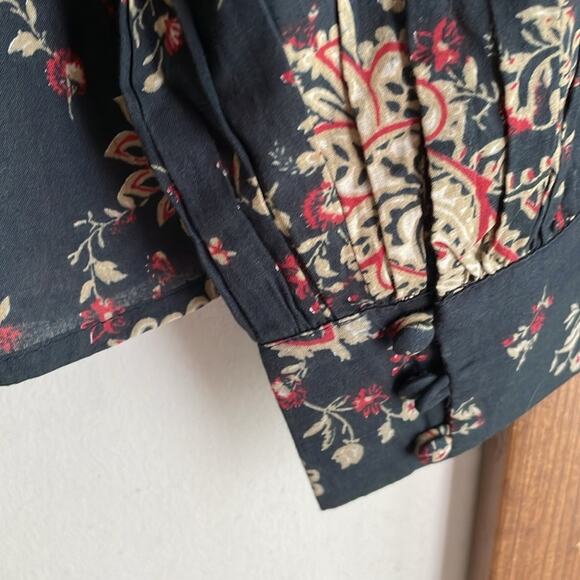 Sezane Meadow Floral Blouse Black Multi - Picture 10 of 16